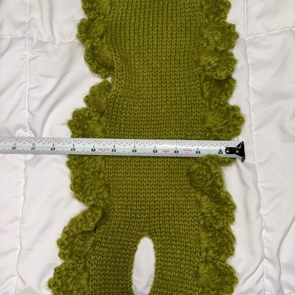 Wooden Ships Cowl Scarf Ruffle Hem Mohair Wool Blend Olive Green - Picture 7 of 7